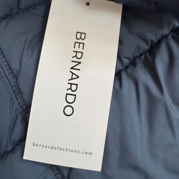 BERNARDO EcoPlume Hooded Walker Double Zip Bib Coat Jacket Smoke Blue Large - Picture 9 of 10